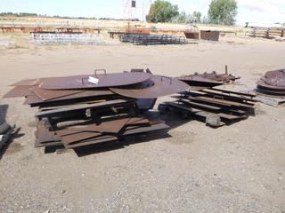 (4) pallets misc steel. Plate, bars, flanges, covers