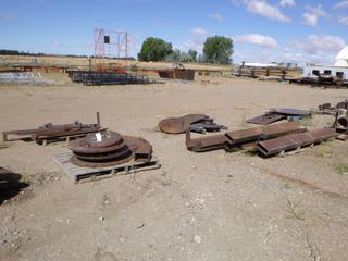 (4) pallets misc steel. Plate, bars, flanges, covers