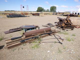 (4) pallets misc steel. Plate, bars, pipe, I-beams, hitch frame