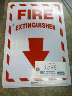 (4) tin fire extinguisher signs. Approx 14" x 10"