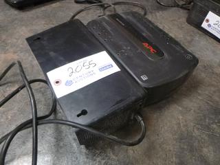 (2) APC power bar/battery backup. (1) model: Back-UPS 600. (1) model: Back-UPS 550)