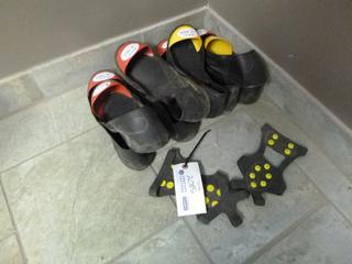 Qty of slip on steel toe covers & grip spikes