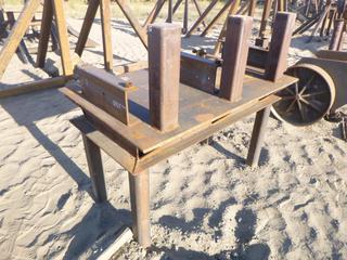 Custom steel table. Approx 60" x 30" x 48"