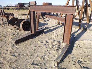 Misc steel stands. I-beam & pipe construction. Approx 72" x 72" x 60"