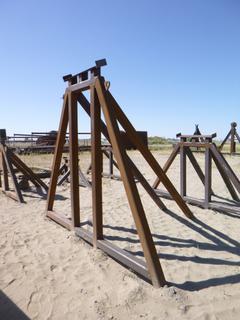 Heavy duty steel A-frame stand. Approx 108" x 84" x 90"