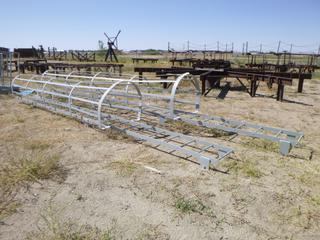 (2) ladders w/ safety cage. (1) approx 292" long. (1) approx 268" long