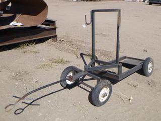 Pull cart, custom built. Missing one wheel. Approx 84" x 31" x 52". Tires: 4.8/4-8