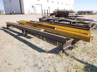 Steel rack w/ contents. (rack) approx 240" x 96". Spreader bars various size up to 296"