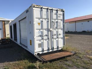 53' Skid Mounted Storage Container c/w 3 Compartments, Manual Rolling Doors. # CNGU 700008 Note:  No Forklift On Site, Buyer Responsible For Loadout.
