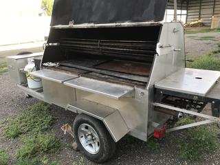 Smoker BBQ - Big 60 Utility Stove c/w Accessories, Big John Grills & Rotisseries, 60,000 BTU Traeger Wood Pellet Grill, Dual Swing Doors, 2" Ball Hitch, ST175/80R13 Tires. Note:  No Forklift On Site, Buyer Responsible For Loadout.