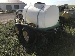 Versatile Pin Hitch Adjustable Height Sprayer Trailer c/w Honda GX240 4 Cyl Gas, 4" Water Pump. Note:  No Forklift On Site, Buyer Responsible For Loadout.