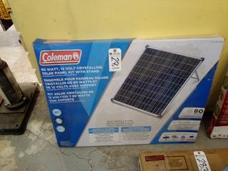 Coleman 80W Solar Panel, New. Note:  No Forklift On Site, Buyer Responsible For Loadout.