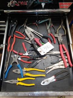 Quantity of Pliers & Crimpers, Cabinet Not Included. Note:  No Forklift On Site, Buyer Responsible For Loadout.
