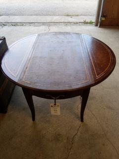 Wooden Table. 26"x19"17".  Folded 36" Round. Note:  No Forklift On Site, Buyer Responsible For Loadout.