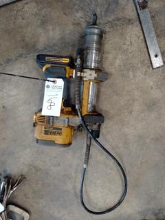 DeWalt Hydraulic Grease Gun. c/w 20v Lithium Ion Battery. Note:  No Forklift On Site, Buyer Responsible For Loadout.