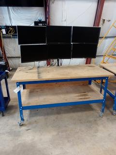 6 Monitor Station (Dell Monitors). c/w Cyber Power 5J0 VA Power Hub. 36"x33"x69". Note:  No Forklift On Site, Buyer Responsible For Loadout.