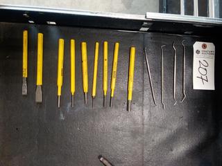 Various Stanley Punches, Chisels, Picks. Note:  No Forklift On Site, Buyer Responsible For Loadout.