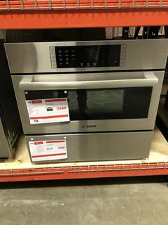 Bosch 30", 1.6 Cu. Ft. Built-In Speed Oven With Convection, Model HMCP0252UC, SN 9801073737 w/ Bosch 30-Inch Storage Drawer, Model HSD5051UC, SN 980100013 *Includes 1 Year Manufactures Warranty, Extended Warranty Can Be Purchased Through Harris Appliance & Furniture* 