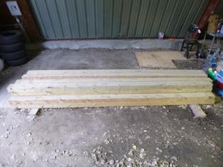 Qty Of 14ft 2in X 6in X 4in Pieces Of Pressure Treated Wood Beams