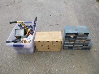 Qty Of Assorted Electrical Components, Lights, Storage Hangers And Plumbing Hardware