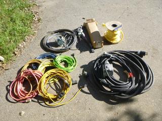 Qty Of Extension Cords, Rope, Cable And Come Along