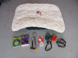 Qty Of Dog Supplies Includes: Leash, Collars, Bed, Nail Cutters And Misc Supplies