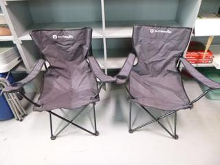 Qty Of (4) Folding Camping Chairs C/w (2) Folding Side Tables And (2) Roasting Sticks