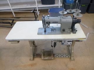Juki LH-1152-4 Industrial Sewing Machine C/w 2-Needle Feed Lochstitcher w/ Automatic Thread Trimmer, Wiper And Automatic Reverse Feed, Table And 115V Single Phase Motor 
