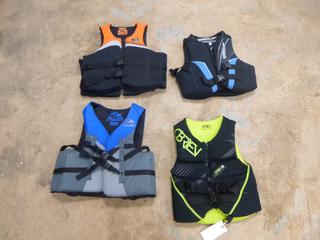 (2) X-Large, (1) Large And (1) Adult Small Life Jackets