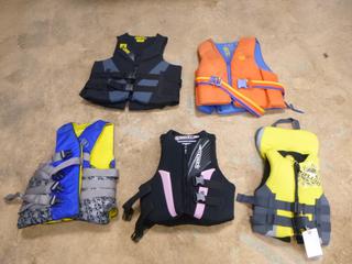 (1) Large/X-Large, (1) 2X-Large (1) Large, (1) Youth And (1) Adult Small Life Jackets