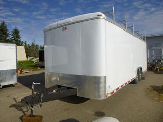2012 Forest River 24ft T/A Enclosed Trailer C/w 2 5/26 Ball Hitch, Rear Barn Doors, Side Entry, Shelves and Cabinets, Roof Racks, VIN 5NHUCMZ21CT435758