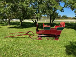 Two Seat Munro and McIntosh Carriage Company Limited Builders Sleigh, Runner Length 95in Width 36in Ground to Top Rail 42in, Single Tree To End Of Shafts 78 1/2in, Total Shaft Length 98in, Inner Middle Shaft Width 33 1/2in, Built By 