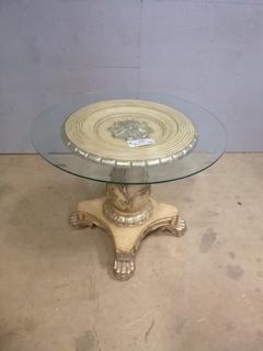 36in Pedestal Table w/ Glass Top