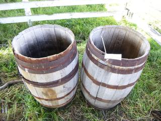 (2) Wood Barrels *Note: Missing Lids*