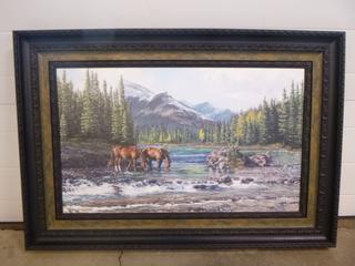 52in X 36in 1 Of 50 Kim Penner Riverside Refreshment Horse Picture