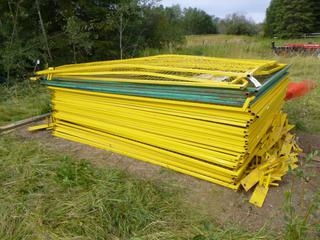 Qty Of 9ft X 6ft Temporary Fence Panels C/w Bases and Connectors *Note: Some Damaged*