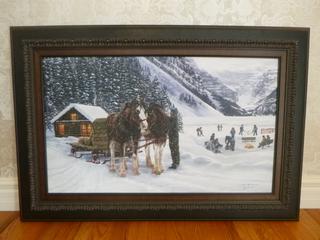 49in X 34in "Winter Clydesdales" By Kim Penner