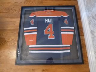41in X 42in Framed Signed Oilers Taylor Hall Jersey