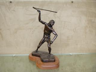 Authentic 1 Of 25 Bronze 14in "Spear Thrower" Sculpture By John Weaver