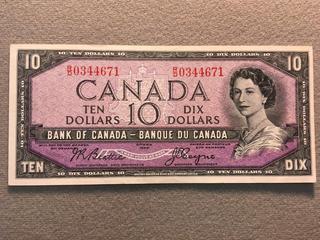 1954 Canada Ten Dollar Bill, S/N RD0344671.