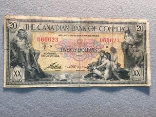 1935 Canadian Bank of Commerce Twenty Dollar Bill, S/N 060623.