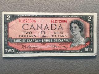 1954 Canada Two Dollar Bill, S/N XR1272604.
