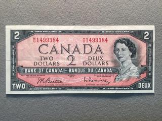 1954 Canada Two Dollar Bill, S/N HU1499384.