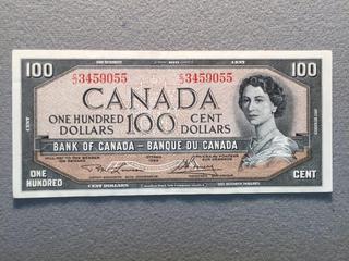 1954 Canada One Hundred Dollar Bill, S/N CJ3459055.