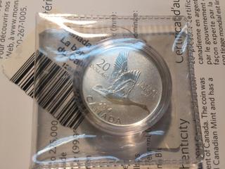 2014 Canada Twenty Dollar .9999 Fine Silver Coin, Canadian Goose.