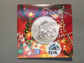2013 Canada Twenty Dollar .9999 Fine Silver Coin, Santa, Unopened.
