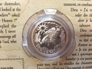 "The Shoe Maker in Heaven" Fifty Cent 92.5% Sterling Silver Coin. 