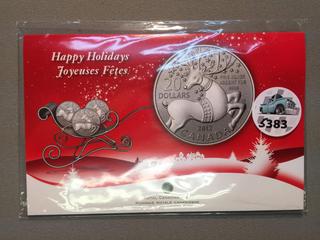 2012 Canada Twenty Dollar .9999 Fine Silver Coin, Reindeer, Unopened.