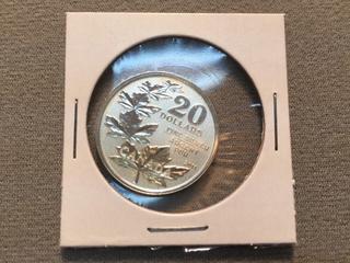 2011 Canada Twenty Dollar .9999 Fine Silver Coin, Maple Leaves.