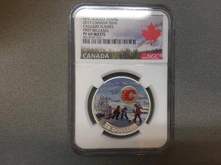 2017 Canada Calgary Flames Ten Dollar Colour Printed Coin (NGC Rated PF 69).